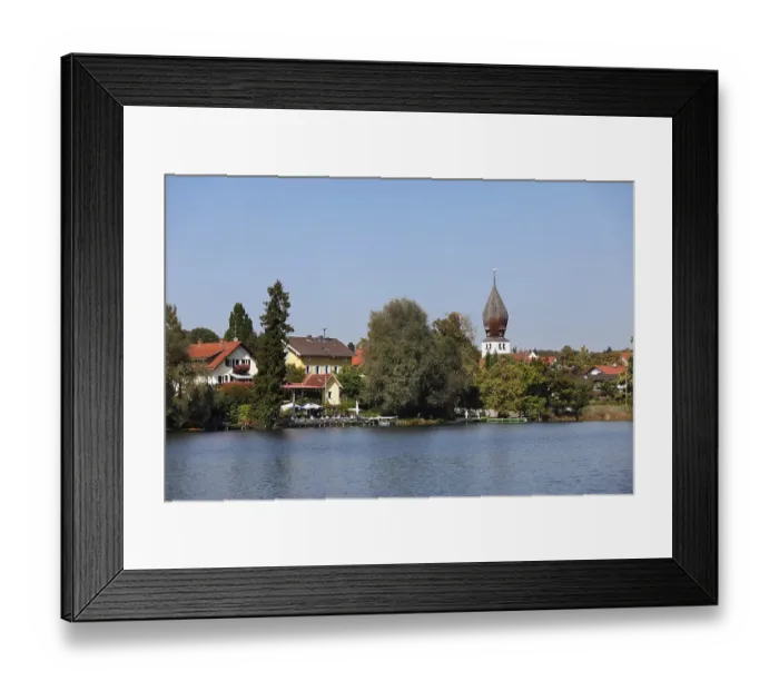 Framed Print : Wessling Lake, lakeside cafe, Wessling