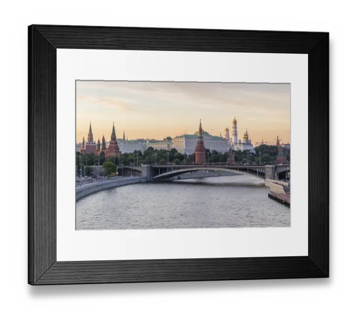 Framed Print : Moscow Kremlin and Moscow River in the sunny evening
