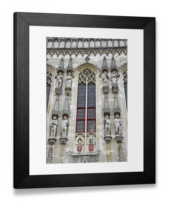 Framed Print : Sculpture of the medieval town hall of Bruges