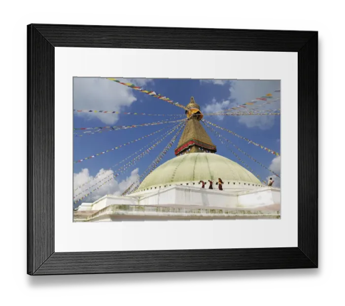 Framed Print : Three monks, Buddhist stupa of Bodhnath Framed Print : Three monks, Buddhist stupa of Bodhnath