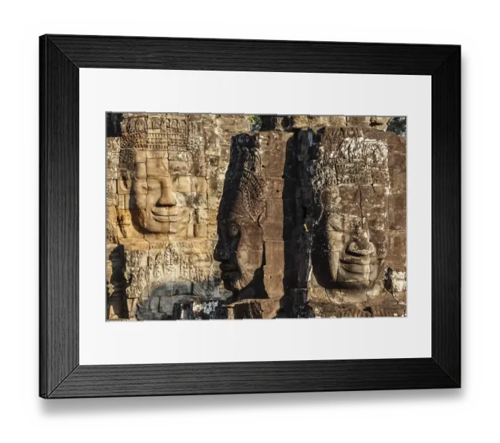 Framed Print : Ancient stone faces of Bayon temple