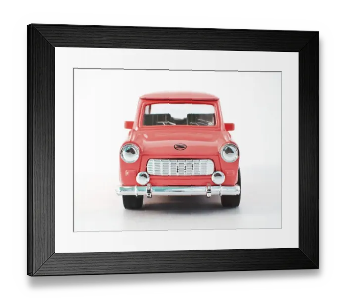 Framed Print : Trabant, miniature, front, red