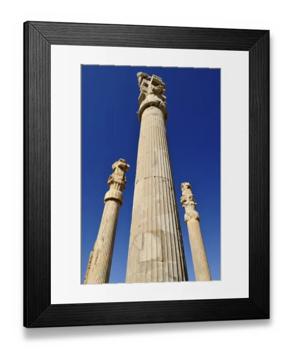 Framed Print : Huge columns at the Achaemenid archaeological site of Persepolis Framed Print : Huge columns at the Achaemenid archaeological site of Persepolis