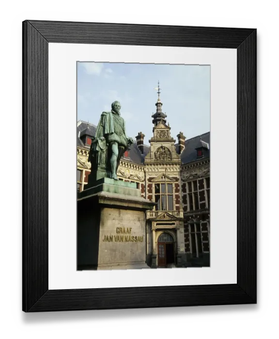 Framed Print : Statue of Count Jan van Nassau in front of university buildings Framed Print : Statue of Count Jan van Nassau in front of university buildings