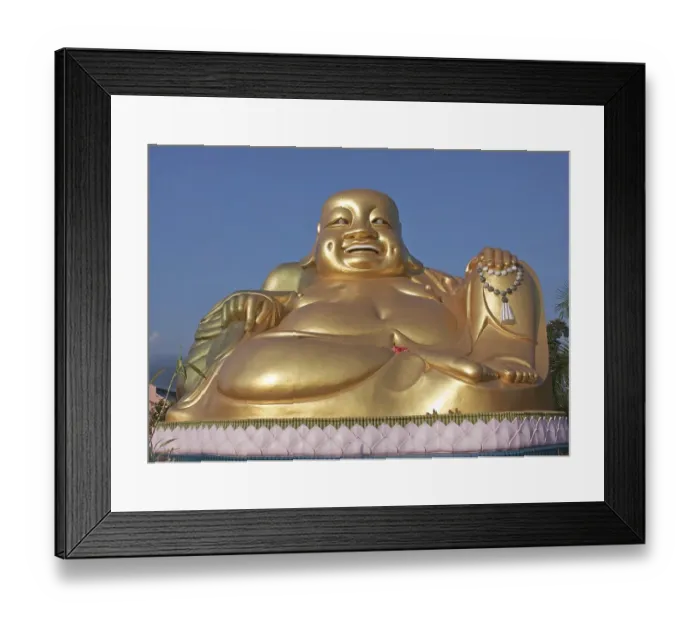 Framed Print : Fat golden Buddha statue, Wat Piyaram Temple
