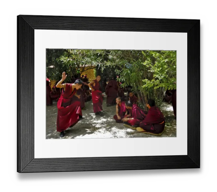 Framed Print : The famous discussin monks at the Ganden convent (4300m) near Lhasa