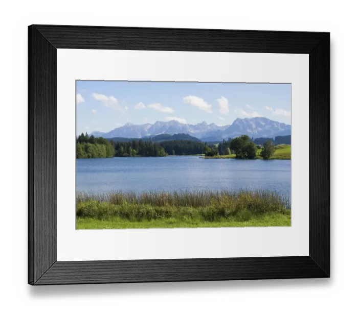 Framed Print : Schwaltenweiher near Seeg Allgaeu Allgaeu Bavaria Germany in front of the mountains of Thannheim