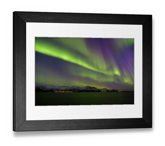 Framed Print : Aurora Borealis, Northern Lights over Peninsula Senja Framed Print : Aurora Borealis, Northern Lights over Peninsula Senja