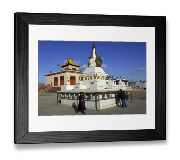 Framed Print : Stupa and Dechengalpa datsan Gandan Monastery Ulaan-Baatar Mongolia