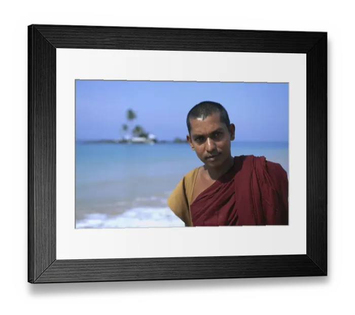 Framed Print : Monk, Wiwala Beach near Hikkaduwa