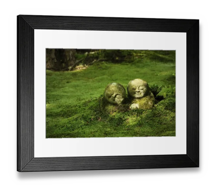 Framed Print : Buddhist Jizo figures in the moss garden of the Sanzen-in temple in Ohara in Kyoto Framed Print : Buddhist Jizo figures in the moss garden of the Sanzen-in temple in Ohara in Kyoto