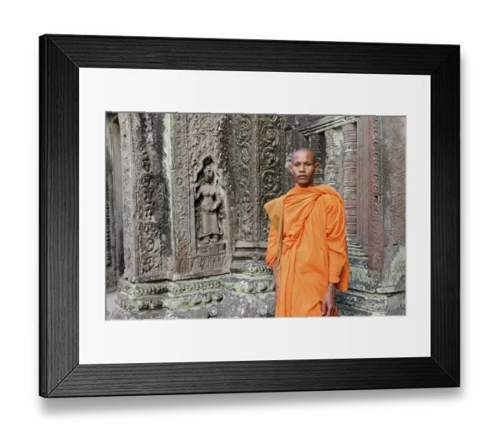 Framed Print : Buddhist monk in the Ta Prohm Temple Framed Print : Buddhist monk in the Ta Prohm Temple