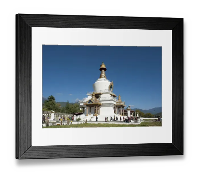 Framed Print : Tibetan Buddhism, believers circling the large white stupa