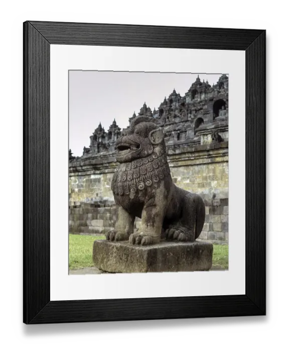 Framed Print : Stone guardian in front of the Borobudur Temple Complex