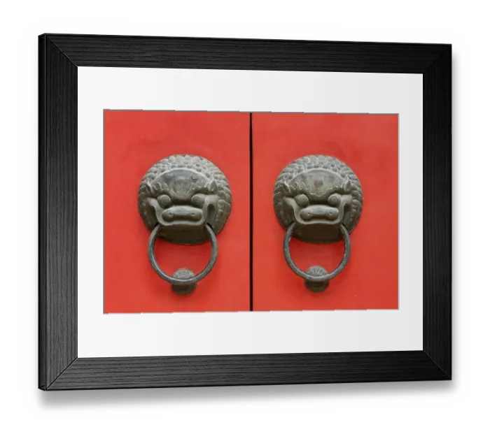 Framed Print : Chinese door knockers on a gate to the Jade Buddha Temple Framed Print : Chinese door knockers on a gate to the Jade Buddha Temple