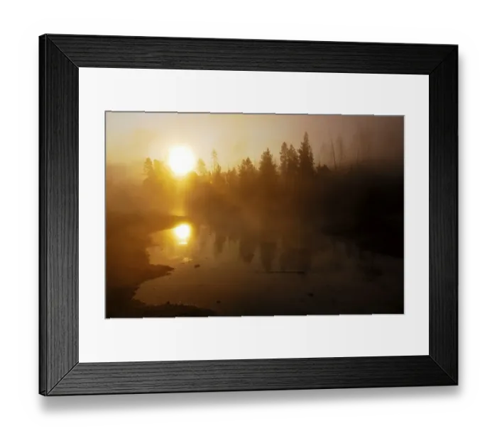 Framed Print : Sunrise and morning fog, Yellowstone National Park