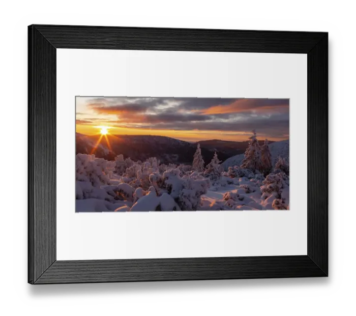 Framed Print : Sunrise in winter in the Karkonosze Mountains