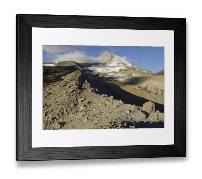 Framed Print : Eastern flank of Mount Hood volcano with Elliot Glacier