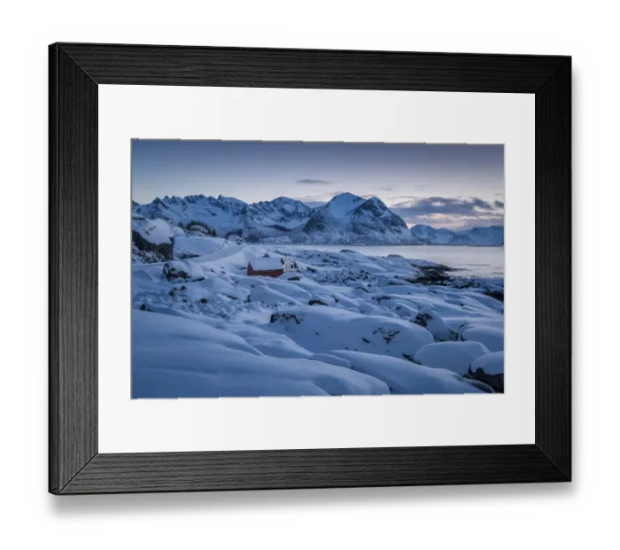 Framed Print : Snowy winter landscape by the sea Framed Print : Snowy winter landscape by the sea