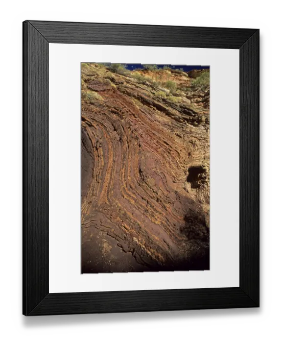 Framed Print : Rock formation at Hamersley Gorge
