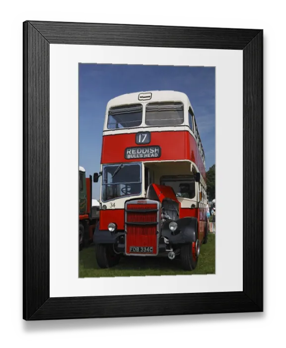 Framed Print : Red double decker bus, vintage bus Framed Print : Red double decker bus, vintage bus
