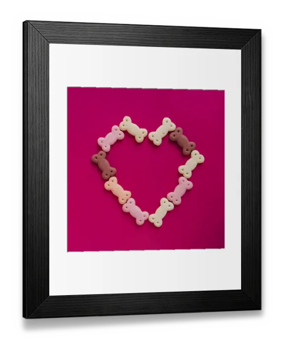 Framed Print : Dog snacks heart shape Framed Print : Dog snacks heart shape