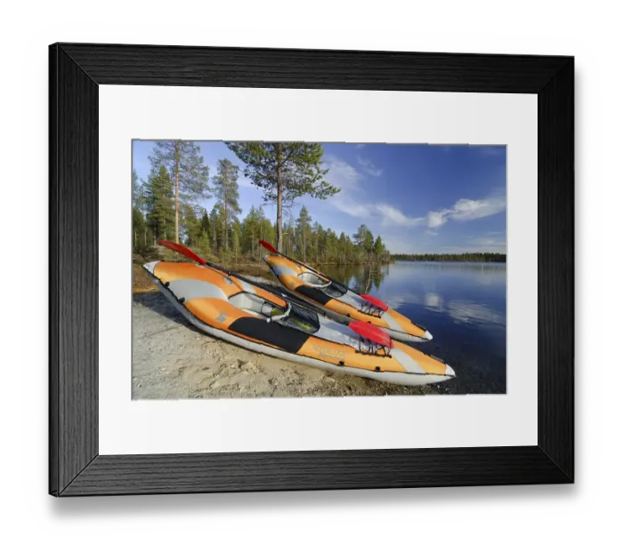 Framed Print : Two kayaks on the shore of Lake Femund Framed Print : Two kayaks on the shore of Lake Femund