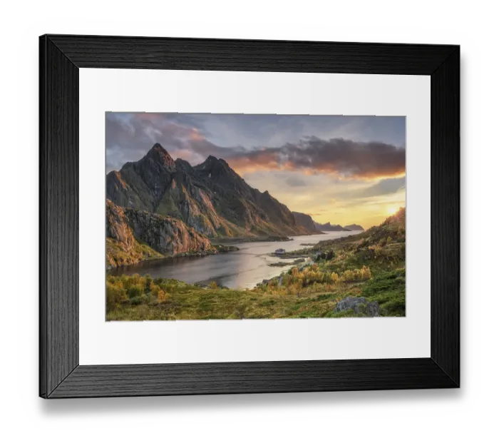 Framed Print : Sunset over the autumnal Stone Fjord Framed Print : Sunset over the autumnal Stone Fjord