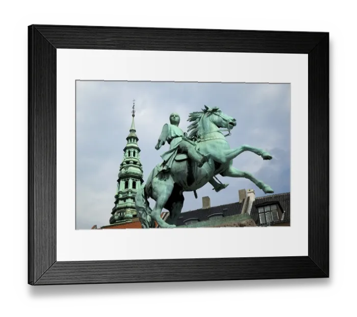 Framed Print : Denmark, Copenhagen, equestrian statue at Hojbro-square Framed Print : Denmark, Copenhagen, equestrian statue at Hojbro-square