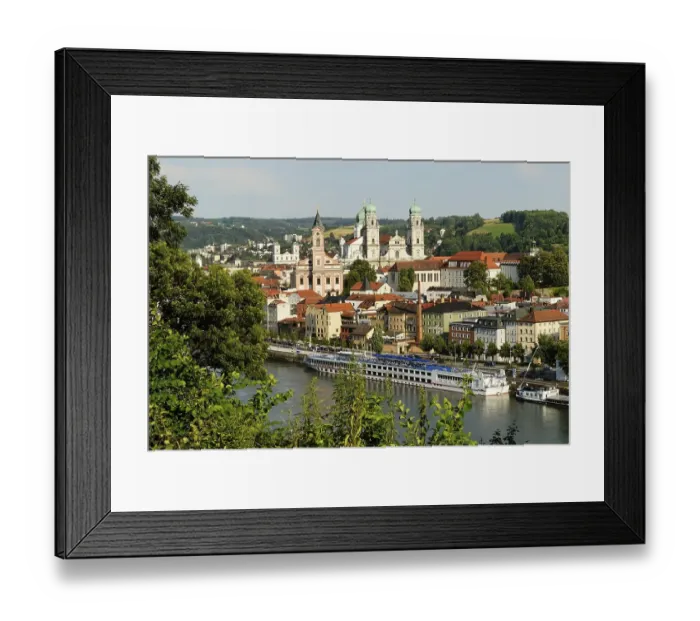 Framed Print : Passau with cathedral St Stephan upon the river Danube Lower Bavaria Germany