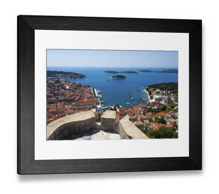 Framed Print : View of the town and the harbour of Hvar from the Spanjola Fortress