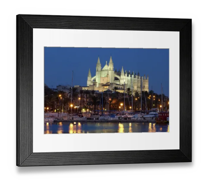 Framed Print : Harbour and cathedral at dusk, Palma de Majorca Framed Print : Harbour and cathedral at dusk, Palma de Majorca