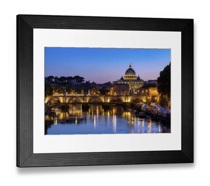Framed Print : Saint Peter's Basilica with bridge over Tiber