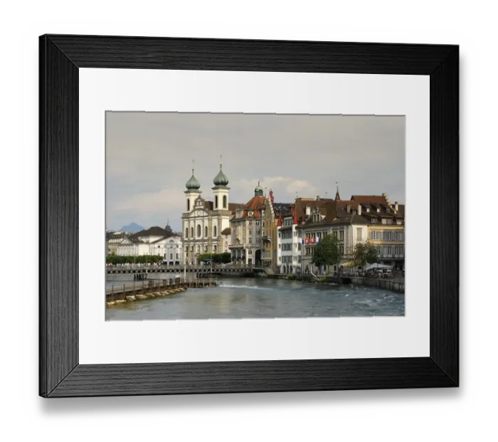 Framed Print : Lucerne - the reuss river and a church in background - Switzerland