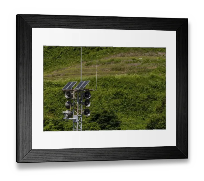 Framed Print : Communication tower consisting of loud speakers