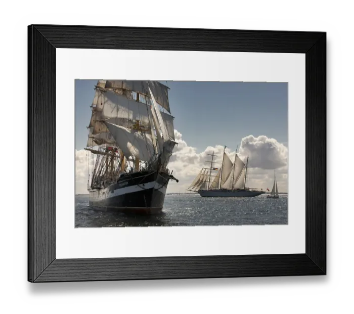 Framed Print : Two tall ships, four-masted, Krusenstern and Star Flyer