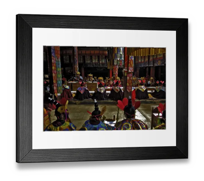 Framed Print : Monks of the black cap order, Tshurpu Convent near Lhasa