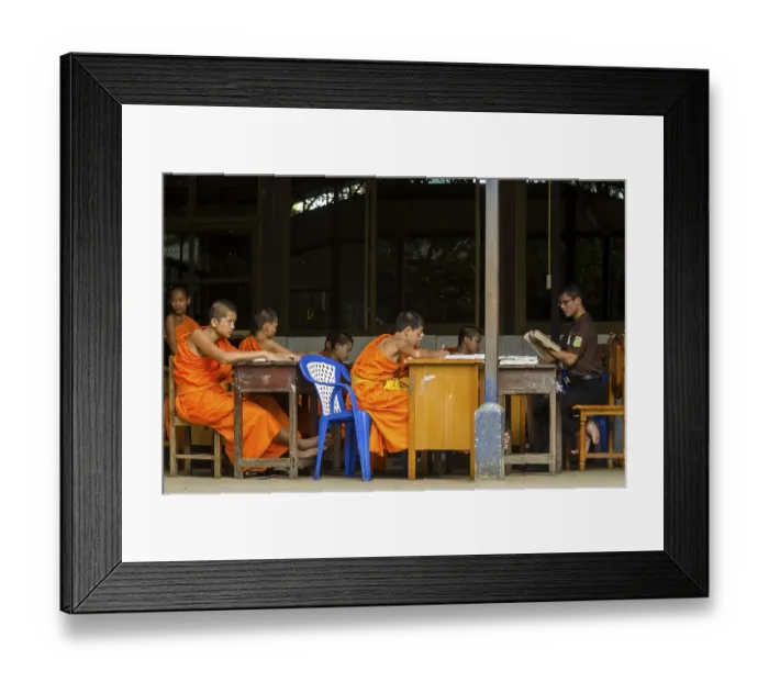 Framed Print : Buddhist monks being taught in a monastery school Framed Print : Buddhist monks being taught in a monastery school