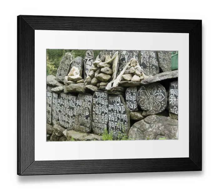 Framed Print : Mani wall, Mani stone, Dudh Kosi valley