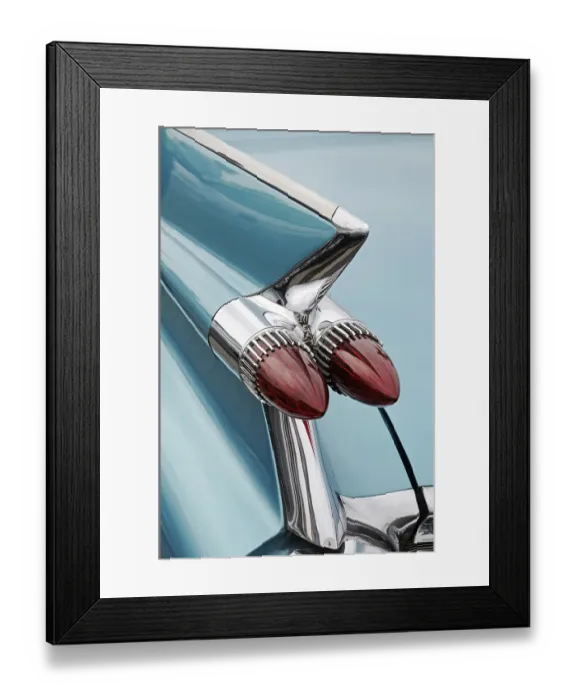 Framed Print : Tail fin, tail lights, Cadillac Coupe Series 62