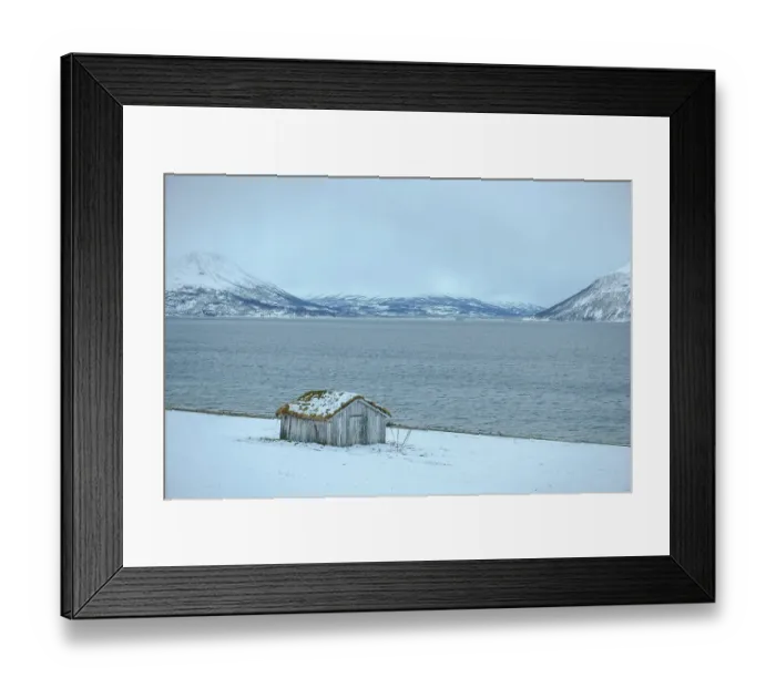 Framed Print : Cabin on Lyngen fjord, Troms, Norway, Europe