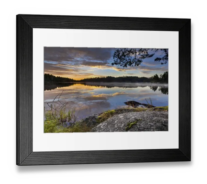 Framed Print : Sunrise at a lake, near Ed, Dalsland