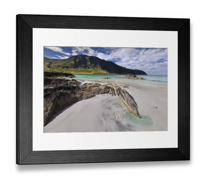 Framed Print : The white sandy Refviksanden Beach
