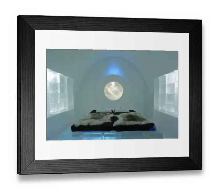 Framed Print : Artfully decorated room made of ice