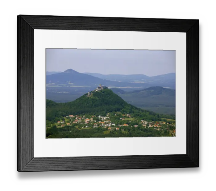 Framed Print : Aerial view, castle and castle hill Framed Print : Aerial view, castle and castle hill