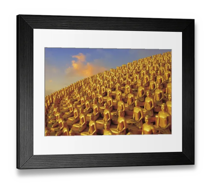 Framed Print : Small golden Dhammakaya Buddha statues at the Chedi Framed Print : Small golden Dhammakaya Buddha statues at the Chedi