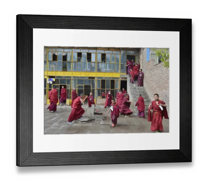 Framed Print : Young novice monks, students at a Buddhist monastery school Framed Print : Young novice monks, students at a Buddhist monastery school