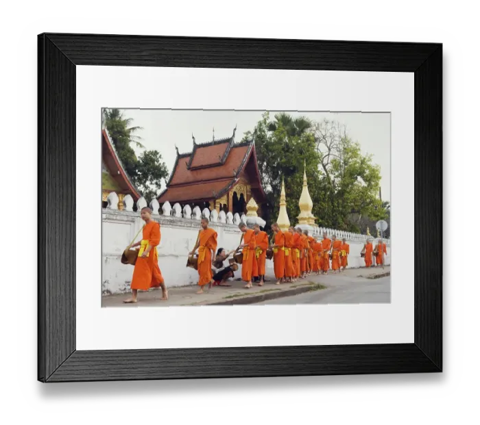 Framed Print : Monks on their morning alms round Framed Print : Monks on their morning alms round