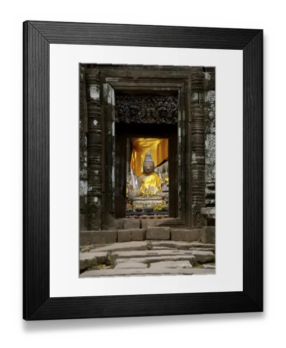 Framed Print : Ancient Shiva sanctuary with Buddha statue Wat Phu Champasak Laos