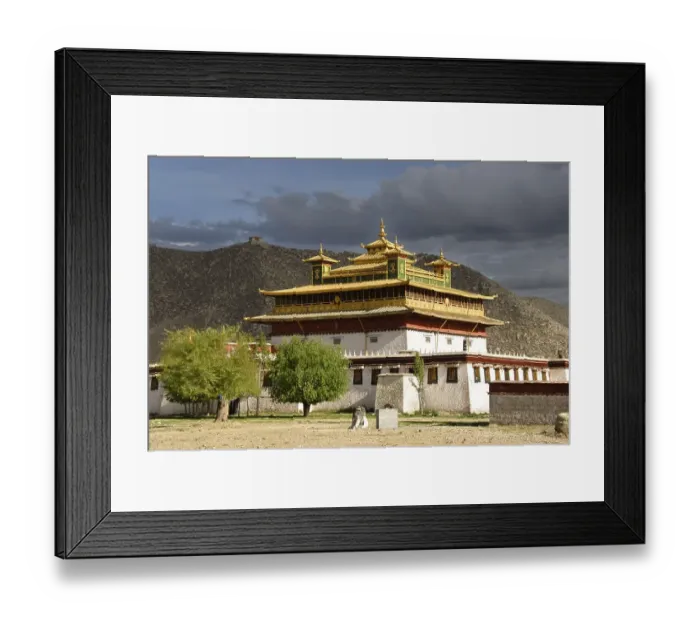 Framed Print : Central temple Uetse below dark skies Samye Monastery Tibet China